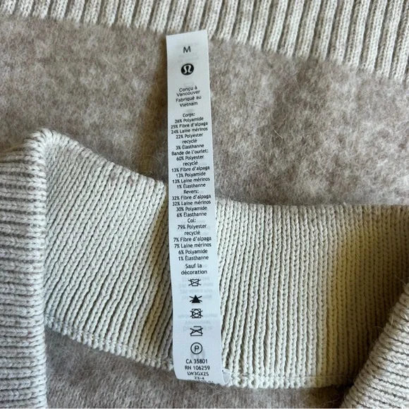 Lululemon • Cream Alpaca Wool-Blend V-Neck Sweater • Size M - Picture 8 of 9